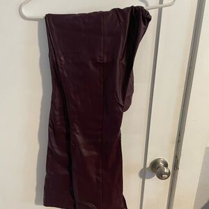 Burgundy Faux Leather Pants